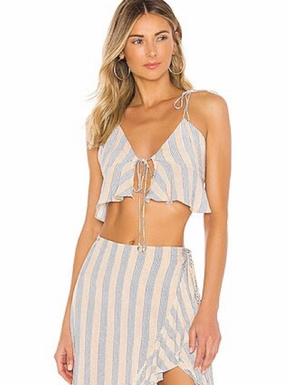 REVOLVE Indah Gwen Tie Front Bralette in Sunflower Stripe